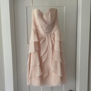 Allure Bridals Strapless Layered Dress in Soft Pink